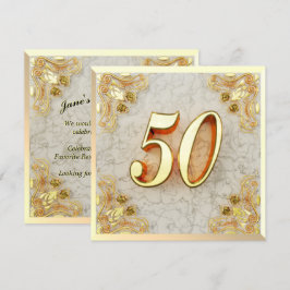 50:e födelsedagen Regal Guld Marble Hälsning eller Inbjudningar