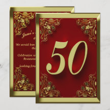 50:e födelsedagen Regal Guld Red Hälsning eller