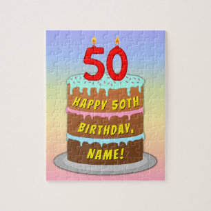 50:e födelsedagen: Roligt Cake and Candles + Anpas Pussel
