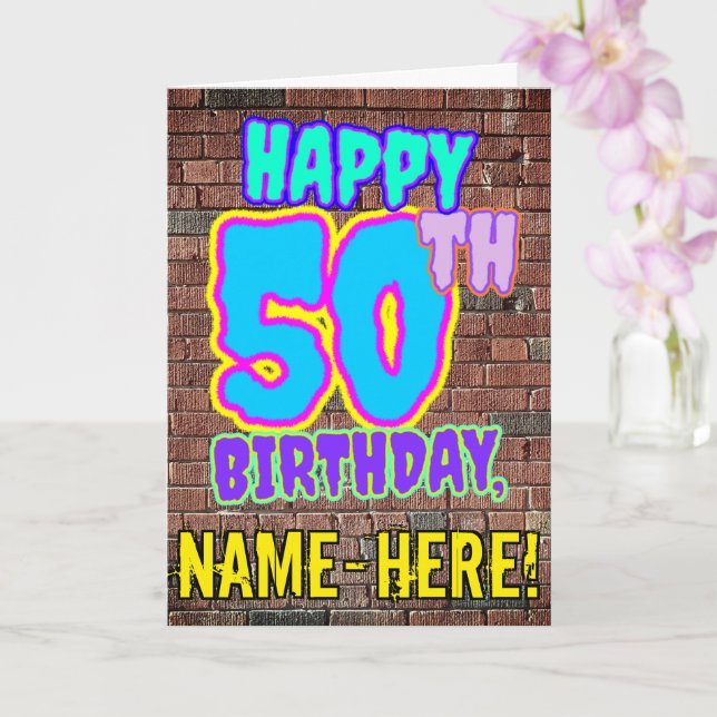 50:e födelsedagen - Roligt, Urban Graffiti Inspire Kort (Orkide)