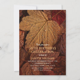 50:e födelsedagen Rustic Fall Höst löv Land Inbjudningar