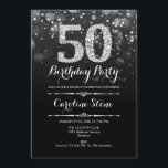 50:e födelsedagen - Svarta Silver Inbjudningar<br><div class="desc">50:e födelsedagsinbjudan. Elegant svartvit design med faux glitter silver. Vuxens födelsedag. Har diamanter och skriptteckensnitt. Manar eller kvinnor i inbjudan. Perfekt för en snyggt födelsedagsfest. Berätta om du behöver anpassa dig ytterligare.</div>