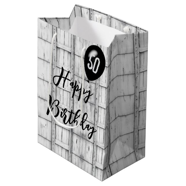 50:e födelsedagen Symmetrical Rustic Wood Mönster (Framsidan Vinklad)