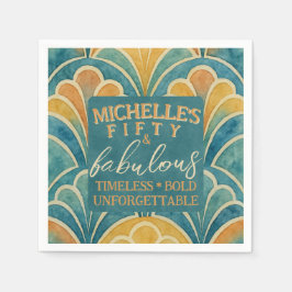 50:e födelsedagen Teal and Guld Art Deco Stil Pappersservett