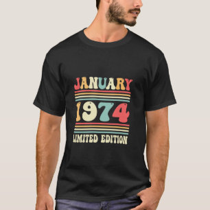 50:e födelsedagen Vintagen januari 1974 Bday Decor T Shirt