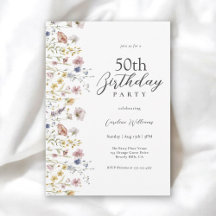 50:e födelsedagen Watercolor Wildblommor Blommigt
