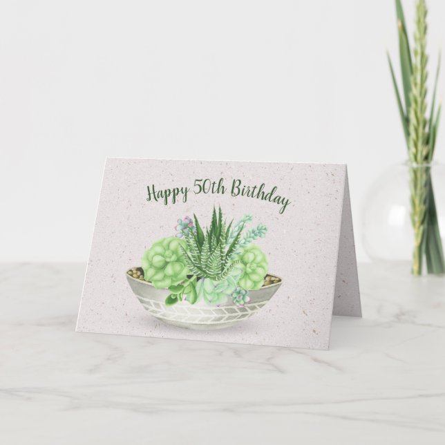 50:e födelsedagsanläggningen Succulent Plant på Te Kort (Framsida)