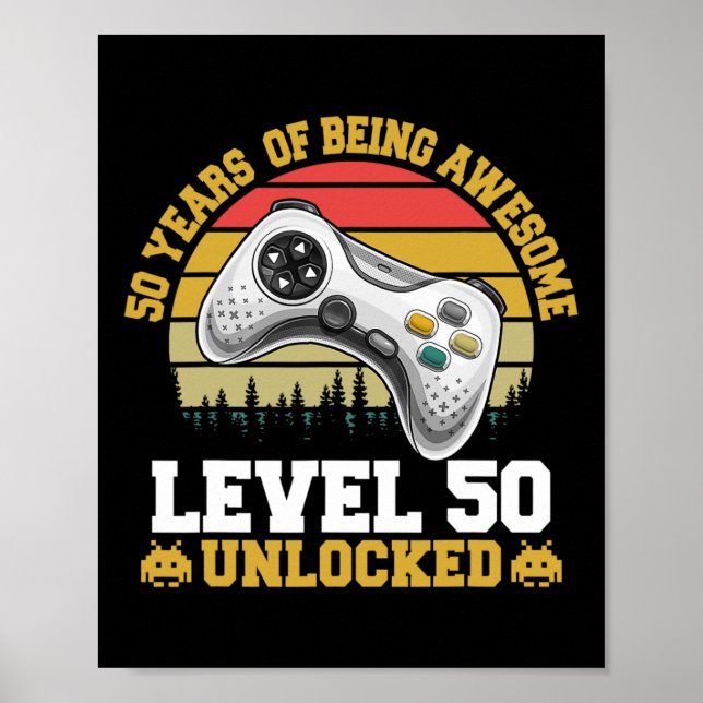 50:e födelsedagsåret Fantastisk Video Gamer Olåst  Poster (Framsidan)