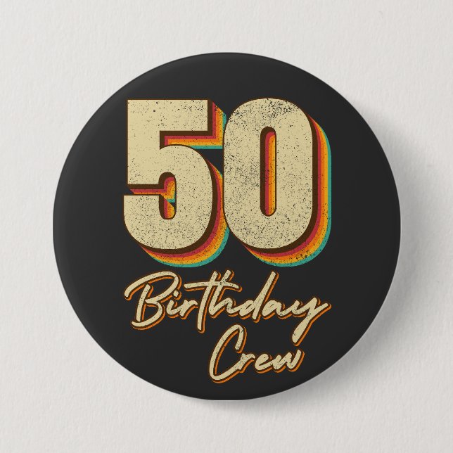 50:e födelsedagsbesättningen 50 Party-besättningsr Knapp (Framsida)