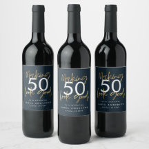 50:e födelsedagsblått och guld enkel elegant moder