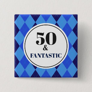 50:e födelsedagsdagen Coola Blue Fantastic Knapp