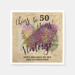 50:e födelsedagsdagen Vintage Vattenfärg Vin Thmet Pappersservett