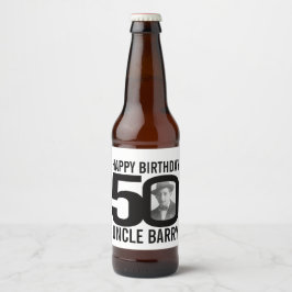 50:e födelsedagsetiketten anpassningsbar fotomorbr ölflaska etikett
