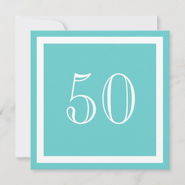 50:e Födelsedagsfest inbjudan - Aqua (Framsida)