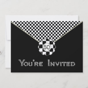 50:E FÖDELSEDAGSFEST INBJUDAN - BLK/WHT ENVELOPE
