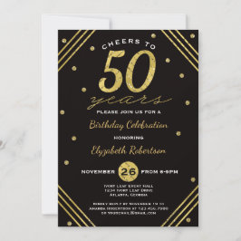 50:e Födelsedagsfest inbjudan, Cheers, Faux Guld Inbjudningar