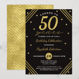 50:e Födelsedagsfest inbjudan, Cheers, Faux Guld Inbjudningar