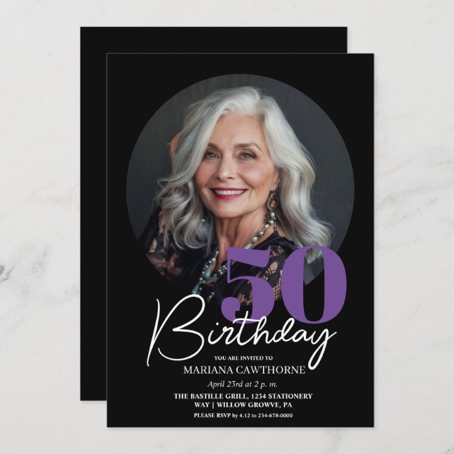 50:e Födelsedagsfest inbjudan-foto 50:e födelsedag Inbjudningar (Fram/baksida)