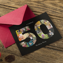 50:e Födelsedagsfest inbjudan-fotokollage Vykort