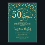 50:e Födelsedagsfest inbjudan-Guld-Grönten Inbjudningar<br><div class="desc">50 Födelsedagsfest inbjudan. Elegantens utformning med faux glitter guld och grönt. Skål för 50 år! Berätta om du behöver anpassa dig ytterligare.</div>