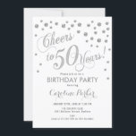 50:e Födelsedagsfest inbjudan - Silver White<br><div class="desc">50:e Födelsedagsfest inbjudan-Eleganten med faux glitter silver och vit. Skål för 50 år!</div>