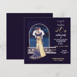 50:e Födelsedagsfesten Art Deco-design Inbjudningar