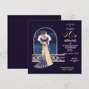 50:e Födelsedagsfesten Art Deco-design Inbjudningar