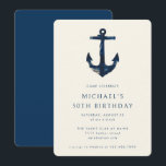 50:e Födelsedagsfesten - Blåhavsankare Inbjudningar<br><div class="desc">50:e Födelsedagsfesten Modern Elegant Navy Blue Nautical Anchor-inbjudan</div>