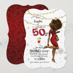 50:e Födelsedagsfesten Cocktail Glass Girl Invatio Inbjudningar