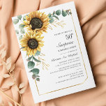 50:e Födelsedagsfesten Eucalyptus Solros Inbjudan<br><div class="desc">Eucalyptus Solros Blommigt Skript 60:e födelsedagsinbjudan som du enkelt kan anpassa med din party-information genom att klicka på knappen "Anpassa". Blommigt av ljusstark gult och grönt självklar med guld-folie,  geometriskt ram och modern typografi</div>