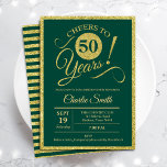 50:e Födelsedagsfesten - EVENTUELL ÅLDER Guld-Grön Inbjudningar<br><div class="desc">50:e födelsedagsfest inbjudan för manar eller kvinnor. Elegant inbjudan-kort i grönt med faux glitter guld foil. Teckensnitt för typografi. Skål till 50 år! Kan vara personlig till vilket år som helst. Perfekt för en milstolpe-vuxen i firande.</div>