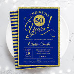 50:e Födelsedagsfesten - EVENTUELLT ÅLDER-Royal Bl Inbjudningar<br><div class="desc">50:e födelsedagsfest inbjudan för manar eller kvinnor. Elegant inbjudan-kort i royal blått med faux-glitter-folie i guld. Teckensnitt för typografi. Skål till 50 år! Kan vara personlig till vilket år som helst. Perfekt för en milstolpe-vuxen i firande.</div>