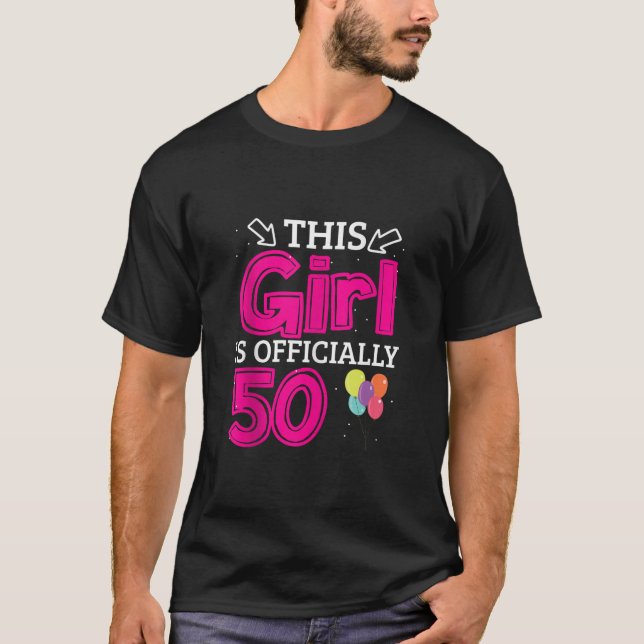 50:e Födelsedagsfesten Flickor är officiellt 50 år T Shirt (Framsida)