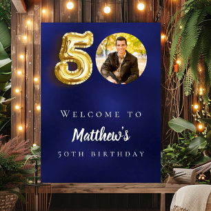50:e födelsedagsfesten för marinblå guld välkomnas poster