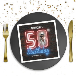 50:e Födelsedagsfesten för Retro Neon-skylten för  Pappersservett