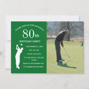 50:e Födelsedagsfesten Golfer Grönt Par Golf Photo Inbjudningar
