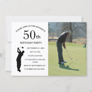 50:e Födelsedagsfesten Golfer Pappa Par Golf Photo Inbjudningar