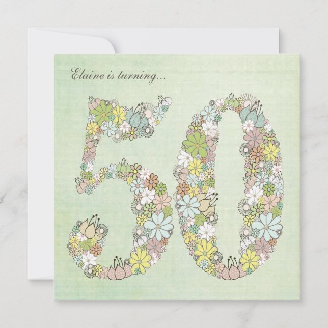 50:e Födelsedagsfesten Grönt Bensar Anpassningsbar Inbjudningar (Framsida)