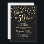 50:e Födelsedagsfesten - Guld Black Inbjudningar<br><div class="desc">Överraskande 50:e Eleganten i Födelsedagsfest inbjudan med faux glitter guld och svart. Har skript-typsnitt och -konfiguration. Skål för 50 år! Berätta om du behöver en anpassningsbar ålder.</div>