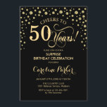 50:e Födelsedagsfesten - Guld Black Inbjudningar<br><div class="desc">Överraskande 50 Födelsedagsfest inbjudan. Utformning av eleganten i svartvitt och faux glitter guld . Med skriptteckensnitt och diamanter konfigureras. Skål för 50 år! Berätta om du behöver anpassa dig ytterligare.</div>