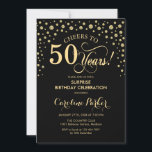 50:e Födelsedagsfesten - Guld Black Inbjudningar<br><div class="desc">Överraskande 50 Födelsedagsfest inbjudan. Utformning av eleganten i svartvitt och faux glitter guld . Med skriptteckensnitt och diamanter konfigureras. Skål för 50 år! Berätta om du behöver anpassa dig ytterligare.</div>