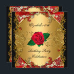 50:e Födelsedagsfesten Guld Black Röd ros Inbjudningar<br><div class="desc">Uppmaning till Elite Elegant 50 Guld Black Red Blommigt Flowers i 50 Födelsedagsfest Image Trim</div>