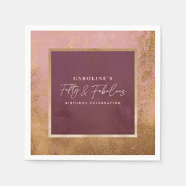 50:e Födelsedagsfesten Guld och Rosa Pappersservett