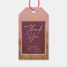 50:e Födelsedagsfesten Guld & Rosa Tack Gift-Märkr Presentetikett
