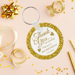 50:e Födelsedagsfesten gynnar Guld Glitter Tack Nyckelring<br><div class="desc">50-årsdagen tack för att du främjar presentnyckelkedjan i guld-glitter-typografin och guld.</div>