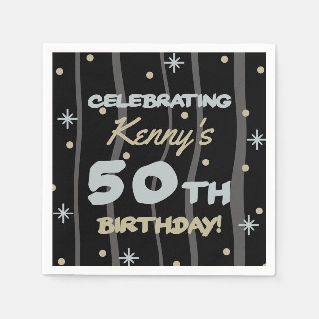 50:e Födelsedagsfesten Lägg till ditt namn Pappersservett (Framsidan)
