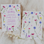 50:e Födelsedagsfesten Lila Wildblomsskugga Inbjudningar<br><div class="desc">Färgfulla vår-vilda blommor omger din födelsedagsfest. Modern,  trendig och feminin.</div>
