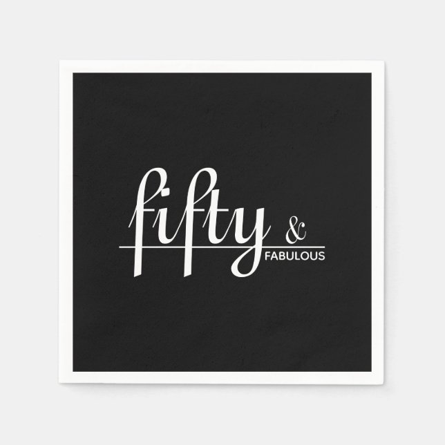 50:e Födelsedagsfesten med FABULOUS Black & White Pappersservett (Framsidan)