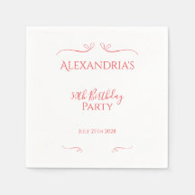 50:e Födelsedagsfesten - minimal modern Rosa Red