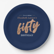 50:e Födelsedagsfesten Modern Guld & Blue | Femton